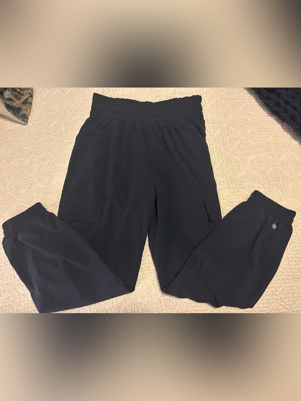 Athleta Girl Navy Blue High Rise Cargo Joggers Sz L